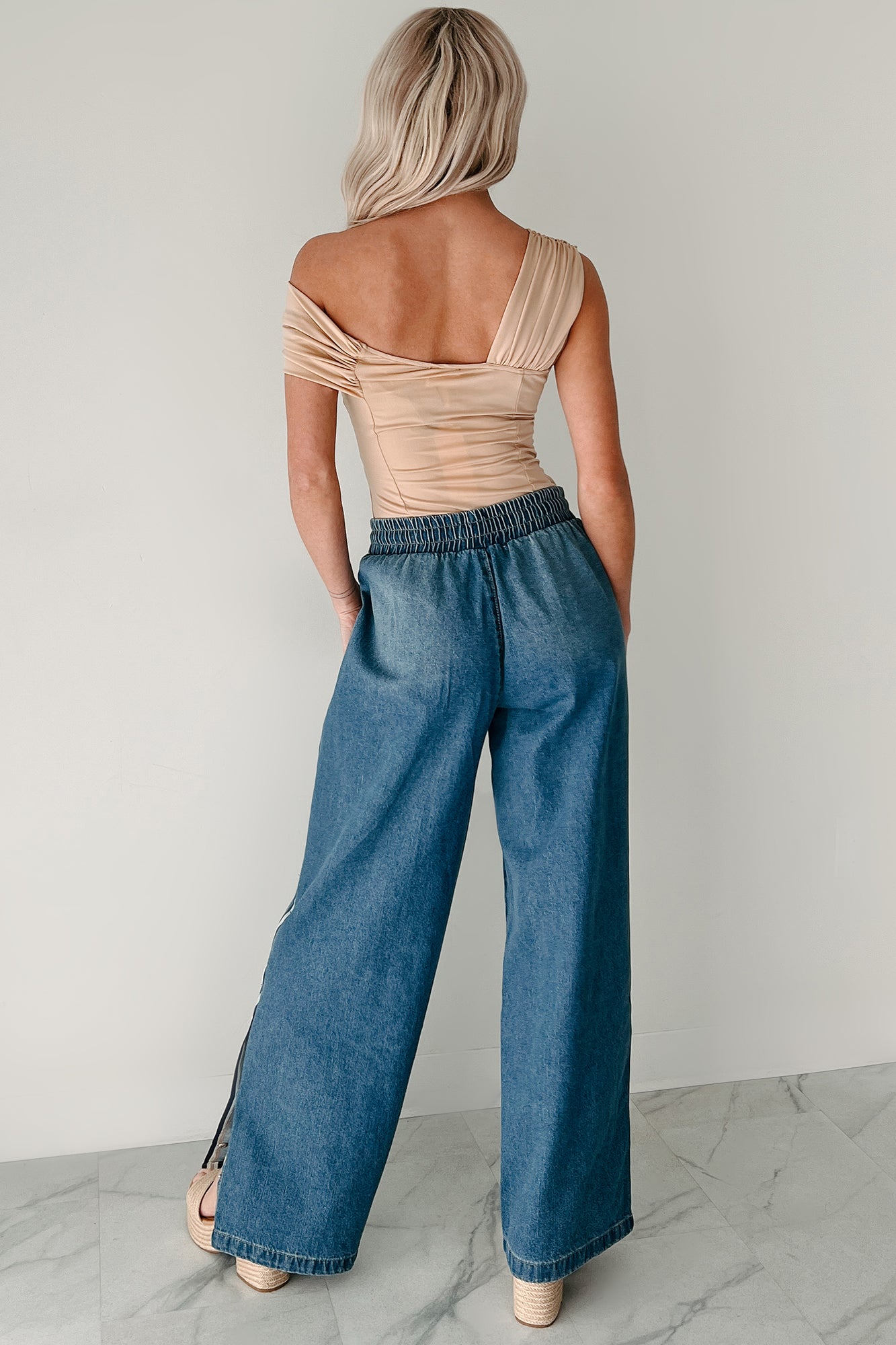 Heartfelt Moments Asymmetric Bodysuit (Nude)