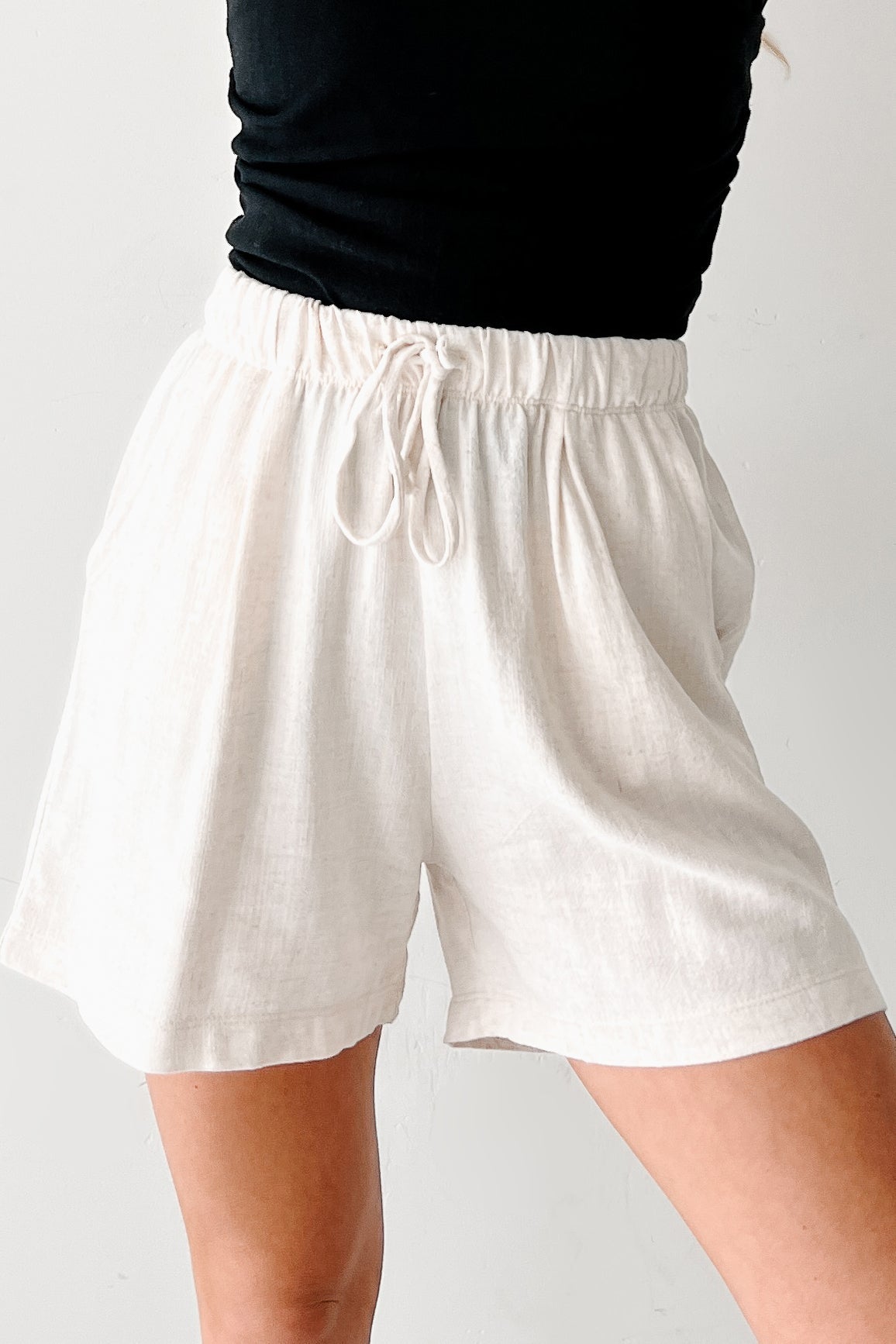 Embracing Flow High Rise Linen Shorts (Oat)