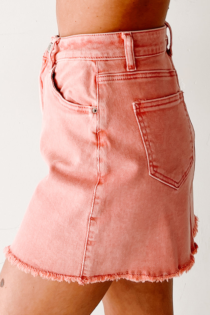Feeling Social Zenana Denim Mini Skirt (Ash Pink)