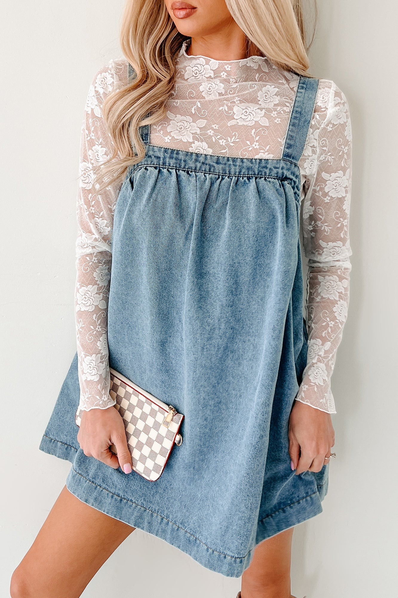 Day By Day Sleeveless Babydoll Mini Dress (Denim)