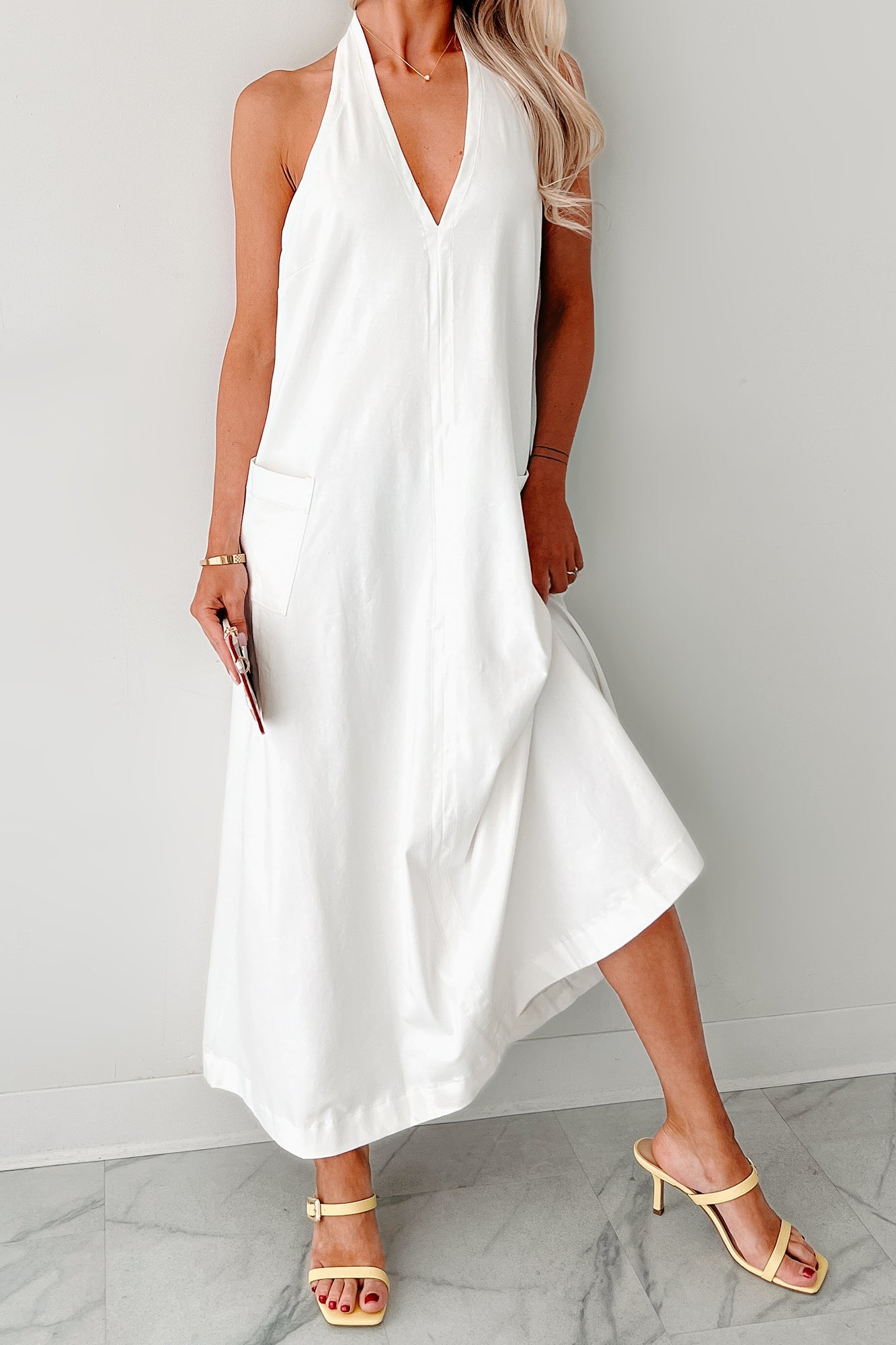 Speak Your Truth Halter Maxi Dress (Off White)