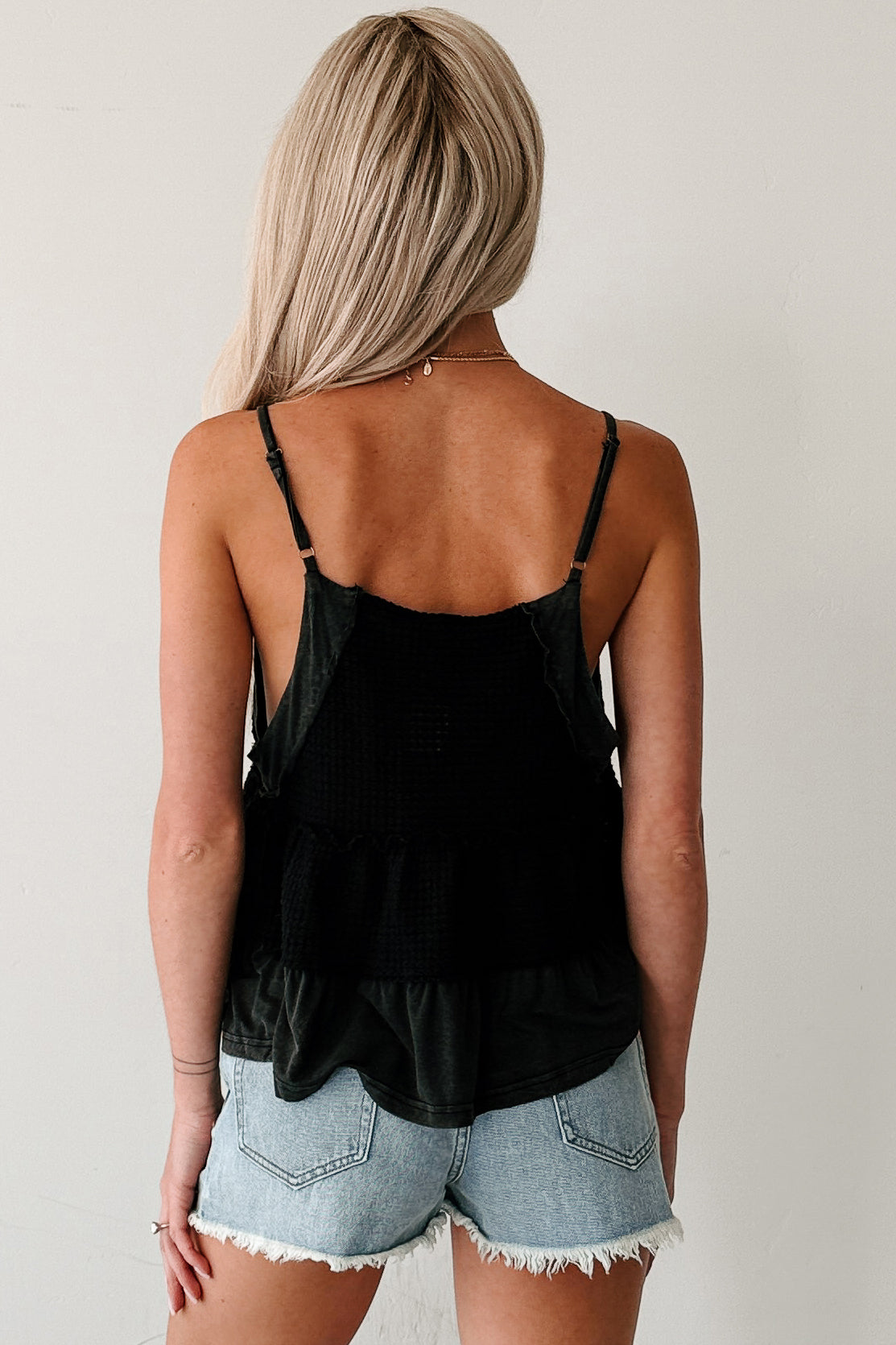Maisie Thermal Babydoll POL Tank (Black)