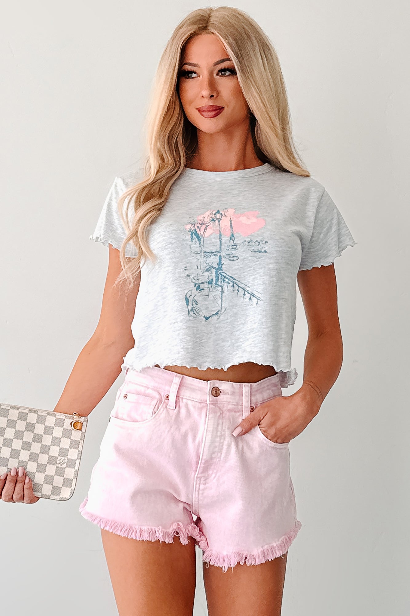 Letters From Paris Graphic Baby Tee (Heather Grey)