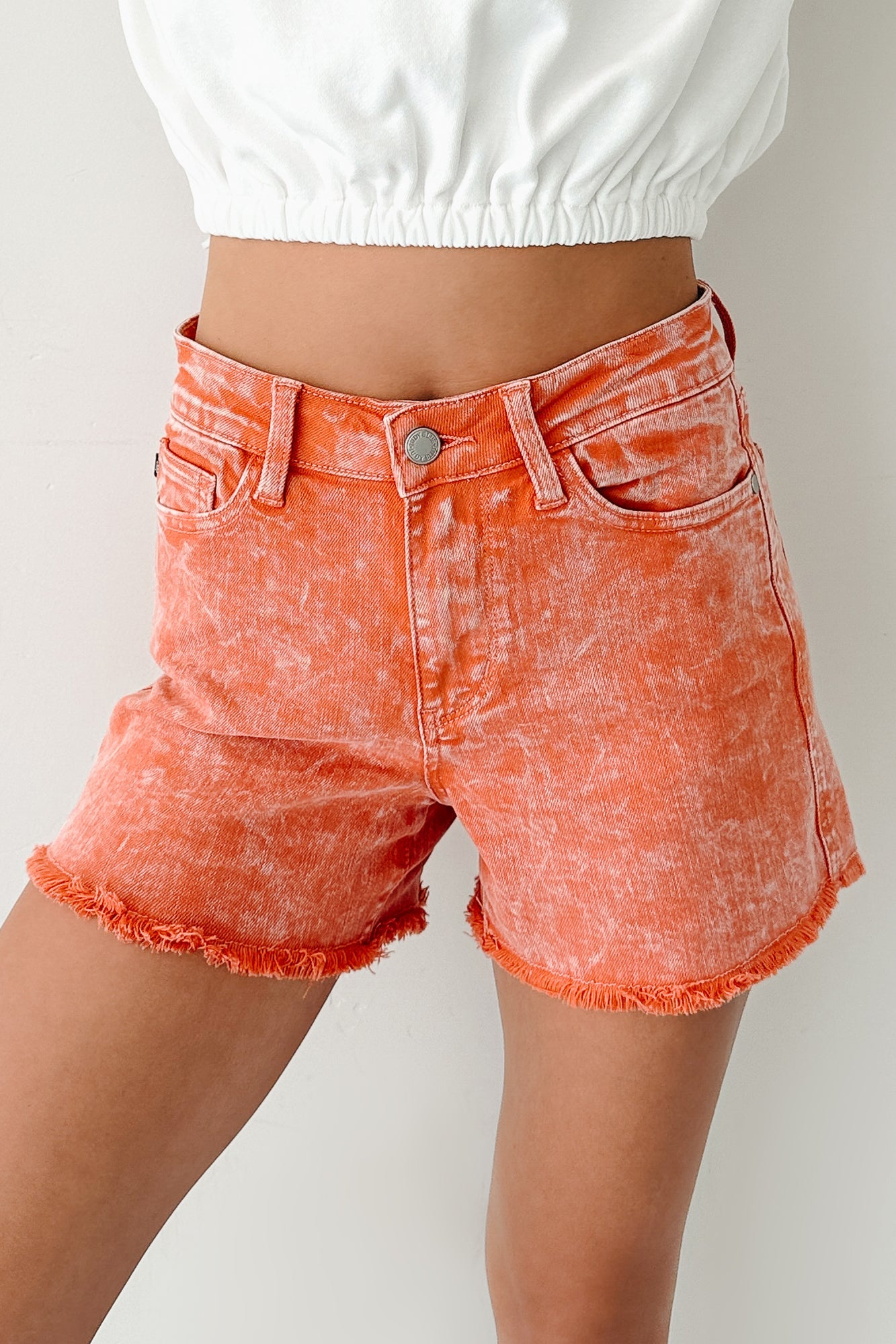 Bahari Judy Blue Mid Rise Denim Shorts (Peach)