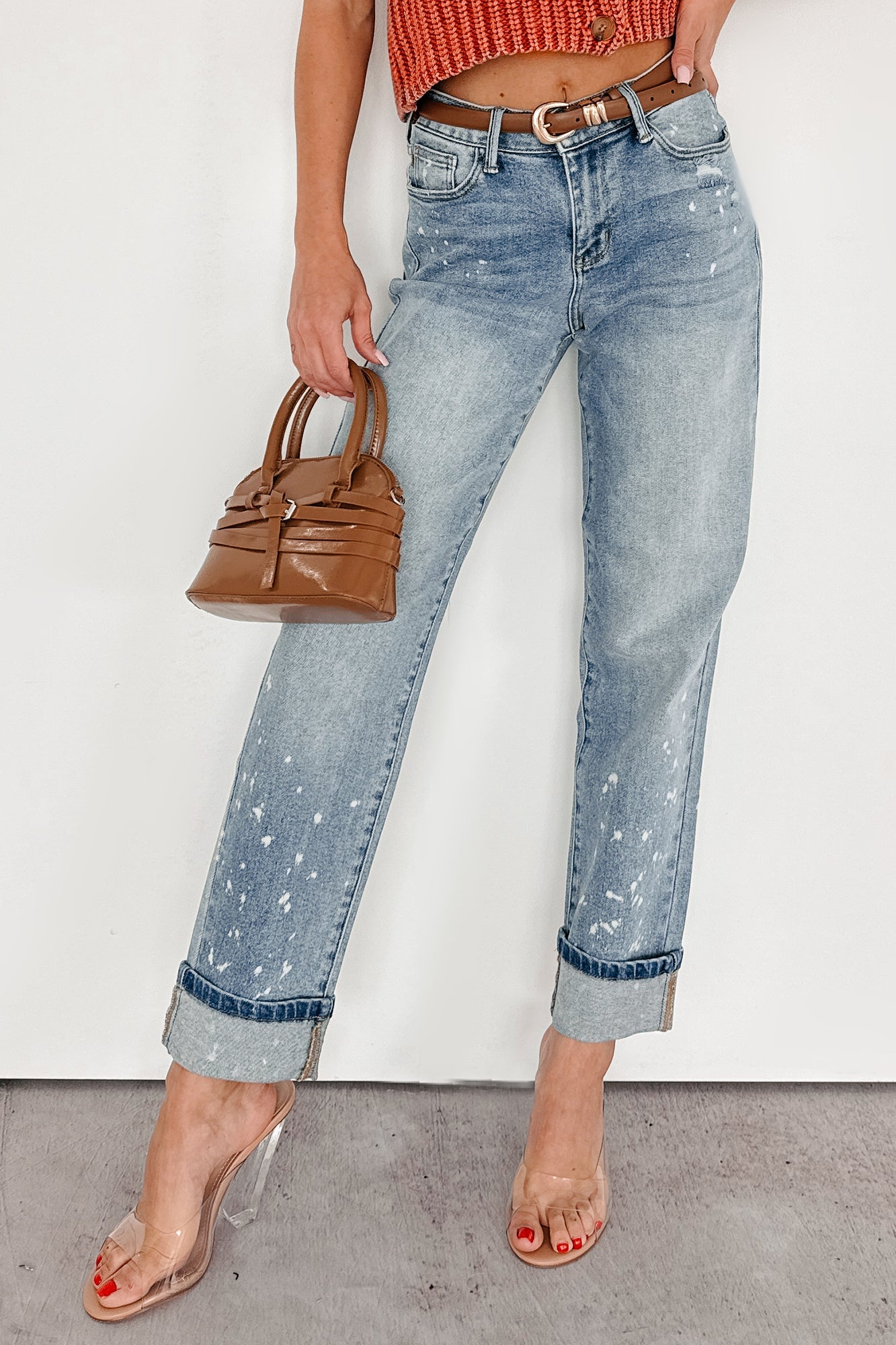 Ginny Bleach Splatter Judy Blue Boyfriend Jeans (Medium)