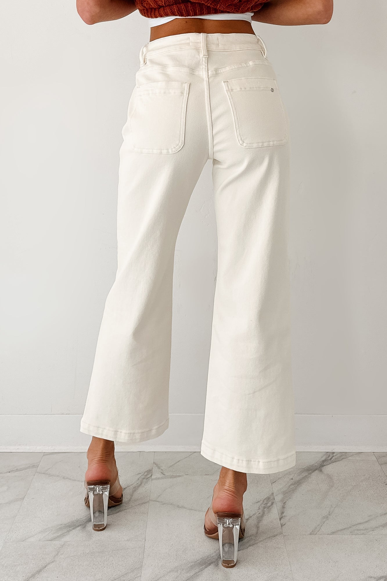 Bella Cropped Wide Leg Mica Denim Jeans (White Chocolate)