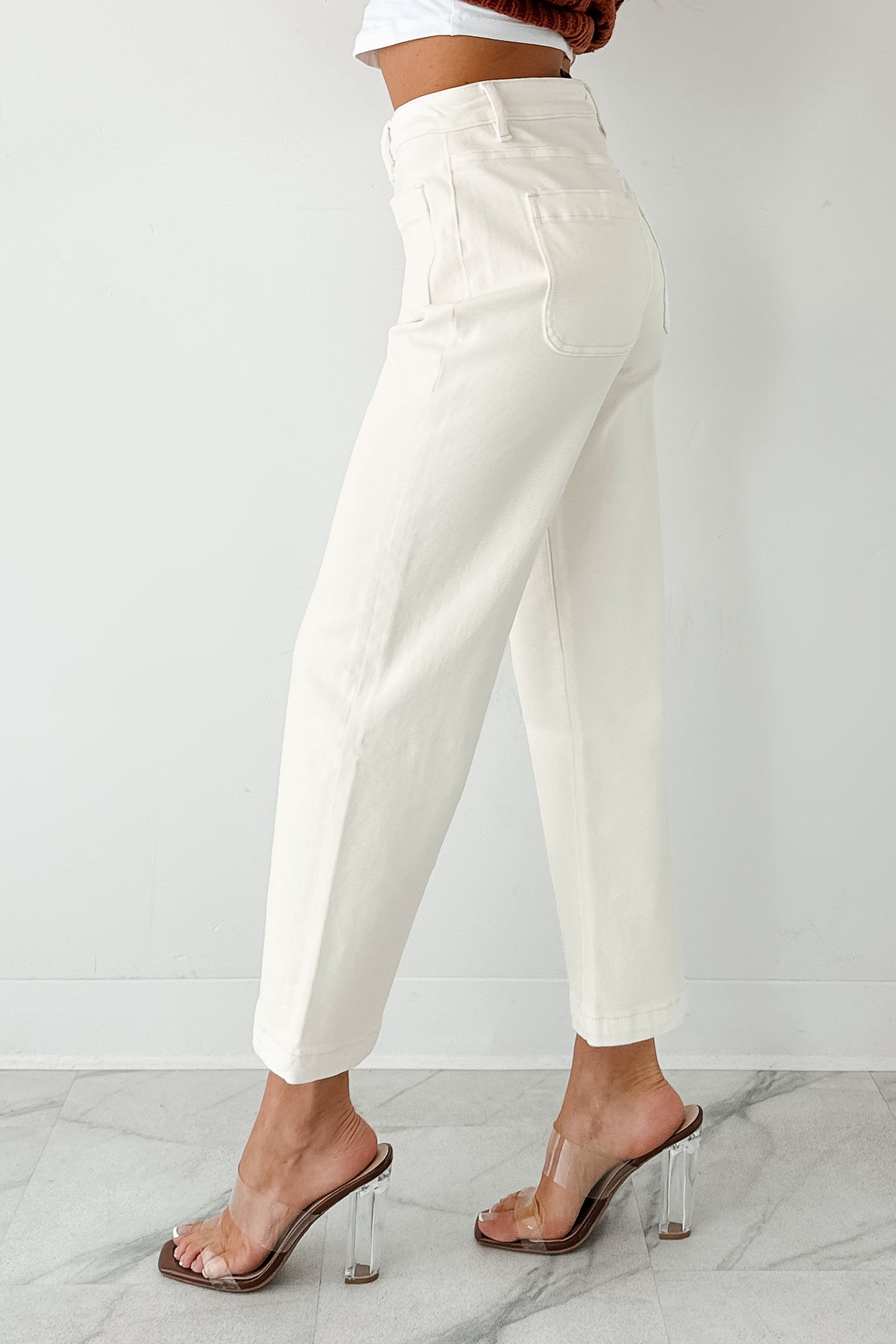 Bella Cropped Wide Leg Mica Denim Jeans (White Chocolate)