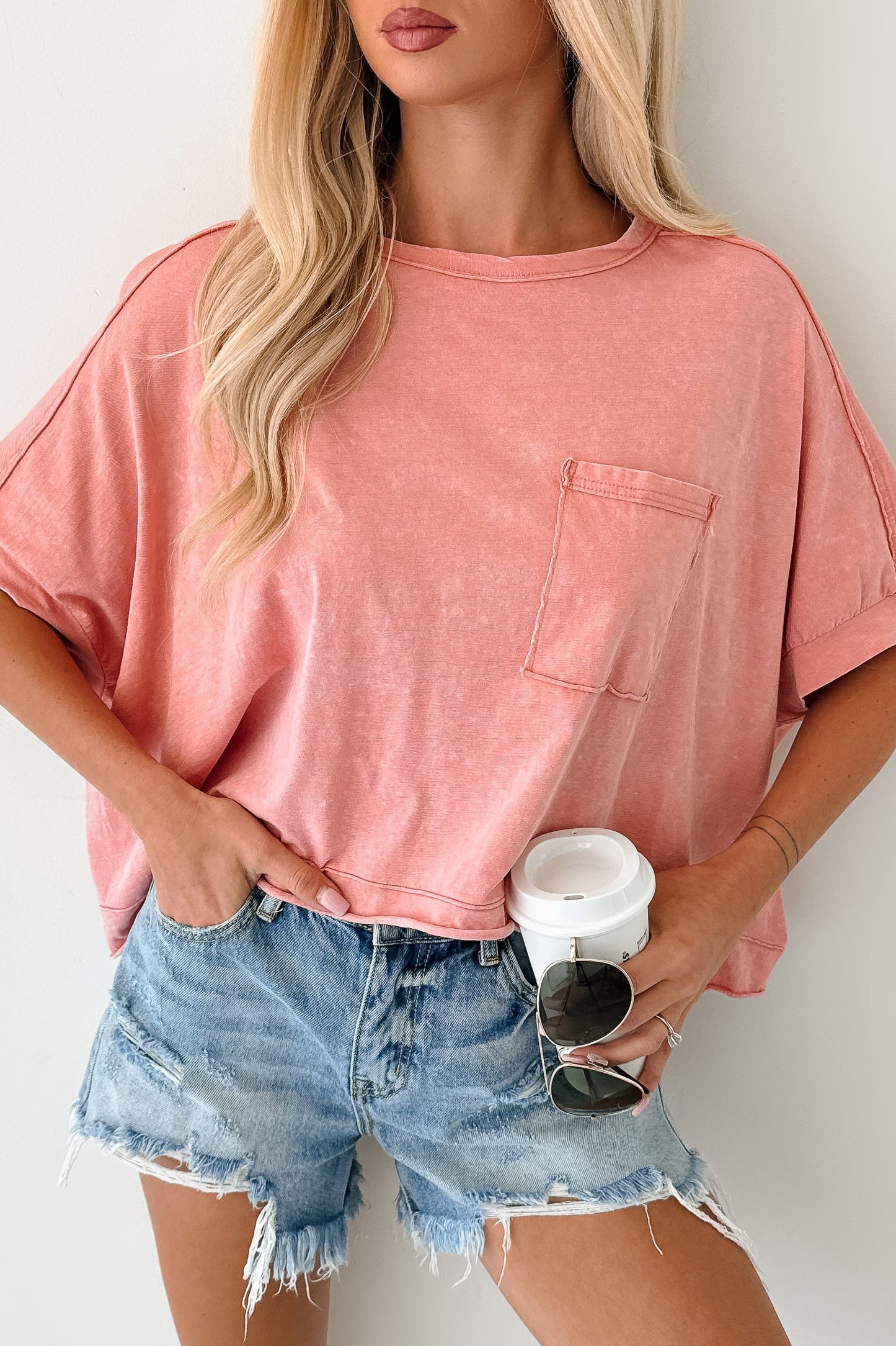 Kendrick Acid Wash Crop Top (Peach)