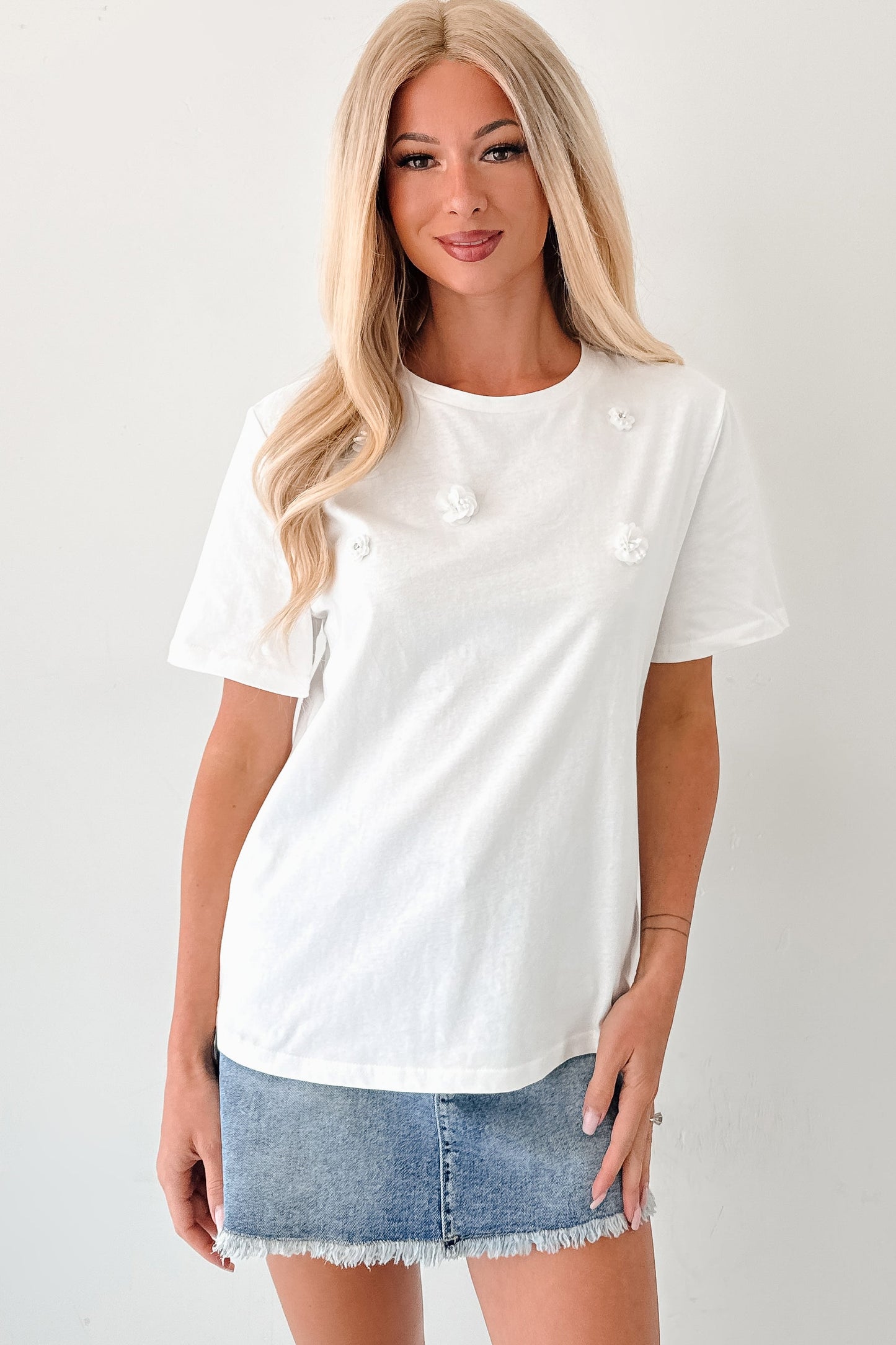 Change For Good Floral Beaded T-Shirt (White)