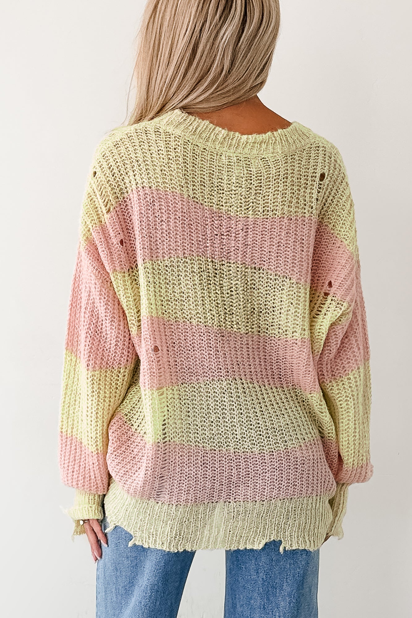 The Soft Life Signature 8 Striped Knit Pullover (Lime/Pink)