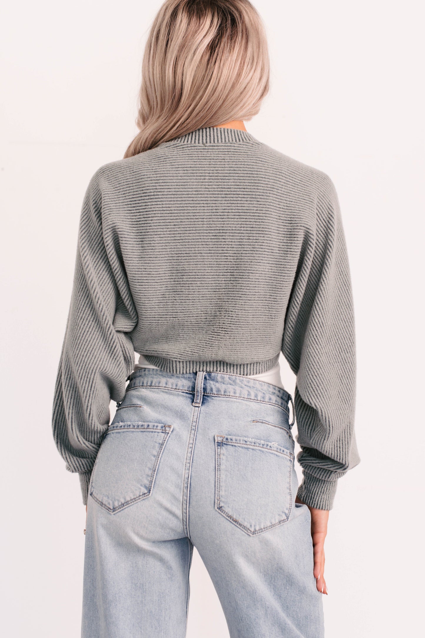 Lounge Cloud Ribbed Long Sleeve Shrug (Green Moss)