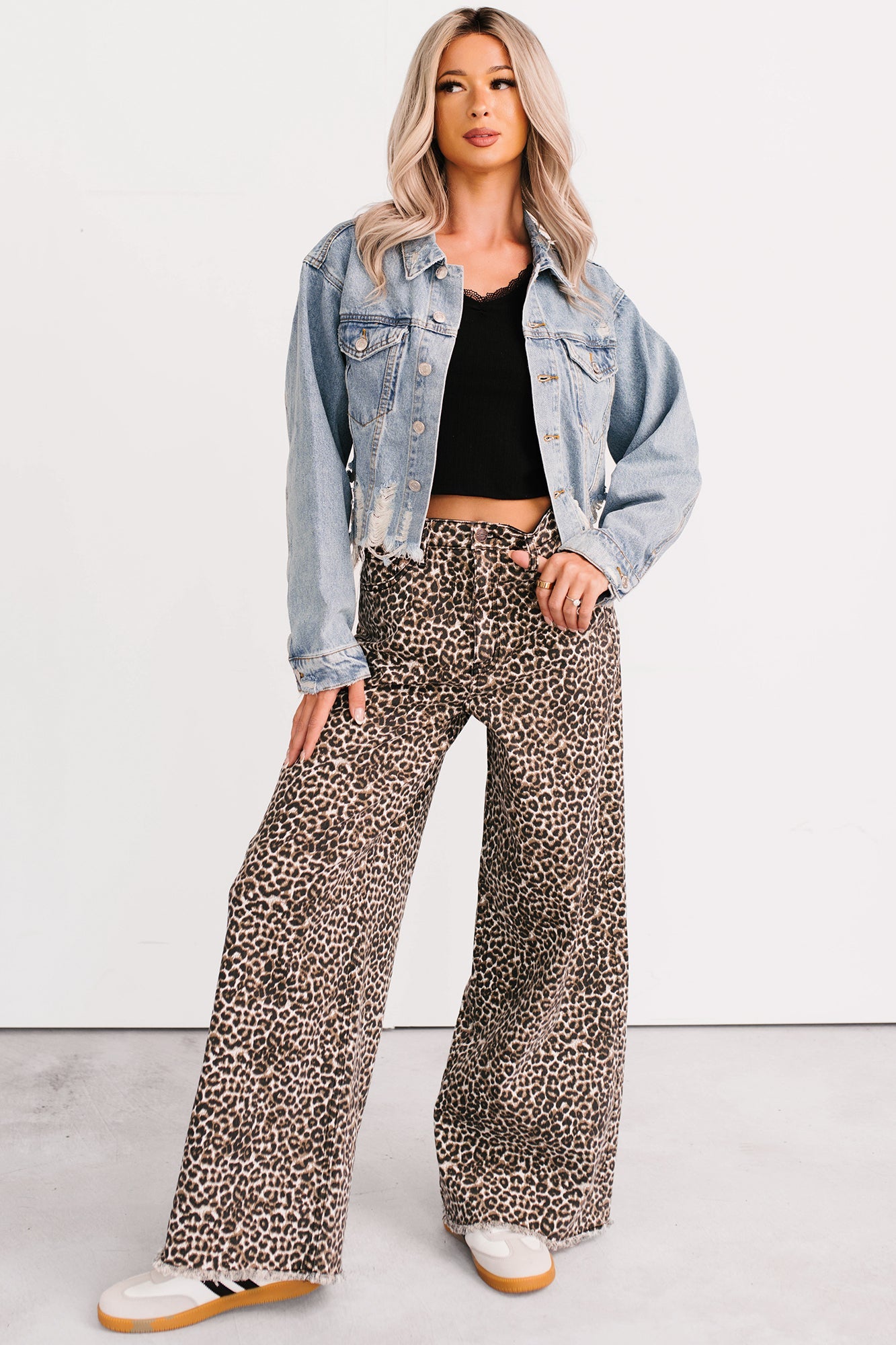 Standing Tall Signature 8 Distressed Denim Jacket (Medium Denim)