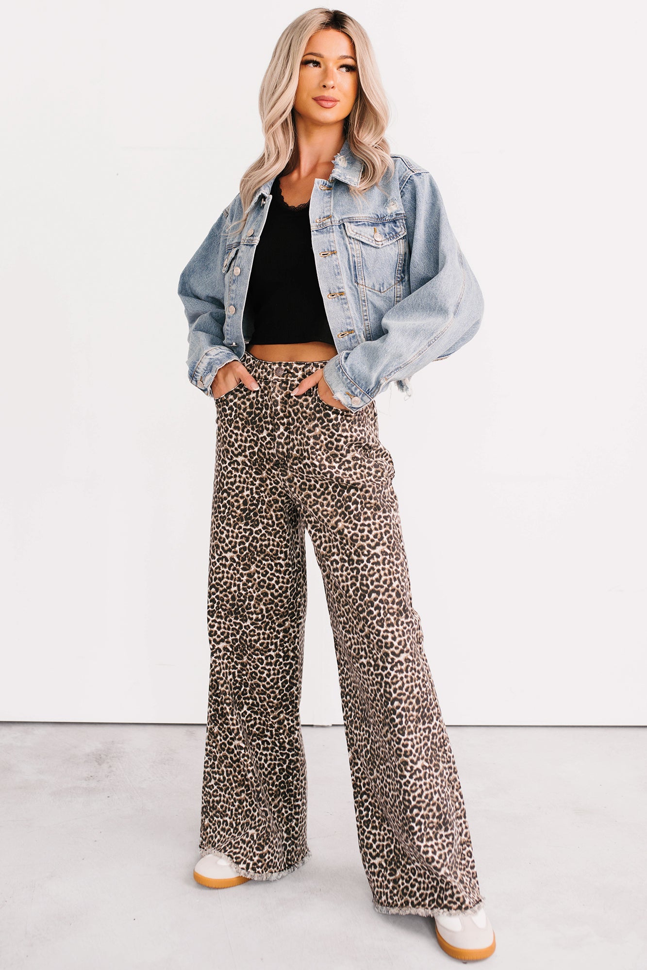 Kaya Tummy Control Wide Leg Saige Denim Jeans (Leopard)
