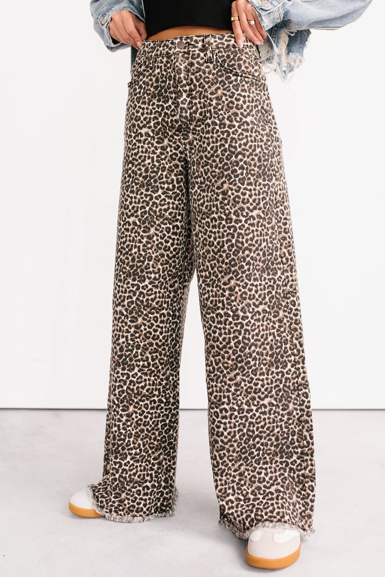 Kaya Tummy Control Wide Leg Saige Denim Jeans (Leopard)