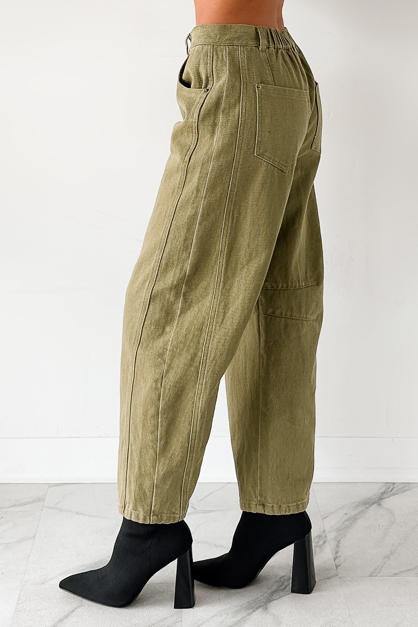 Hansen Hight Rise Barrel Jeans (Olive)