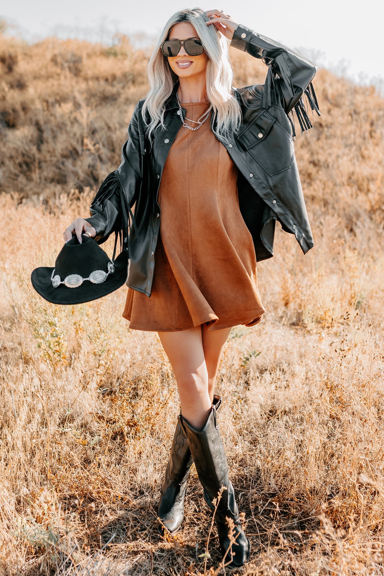 Creating Moments Faux Leather Fringe Jacket (Black)