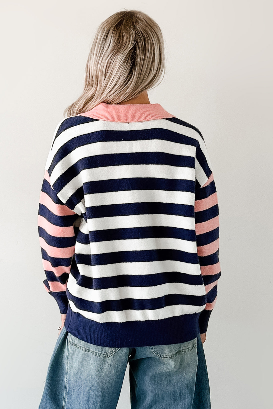 Forward Flow Striped Knit Sweater (Navy/Multi)