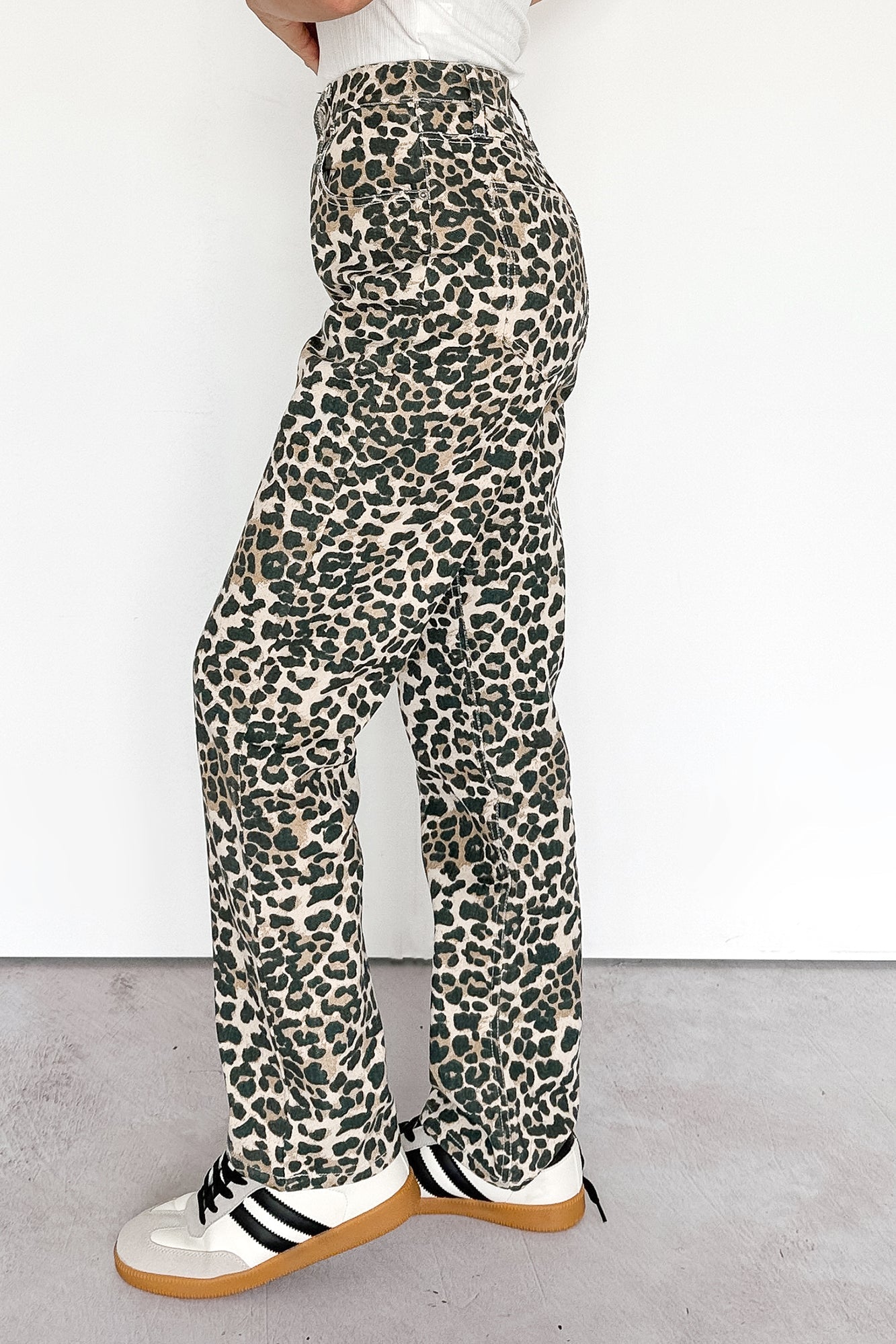 Calista High Rise Straight Leg Saige Denim Jeans (Leopard)