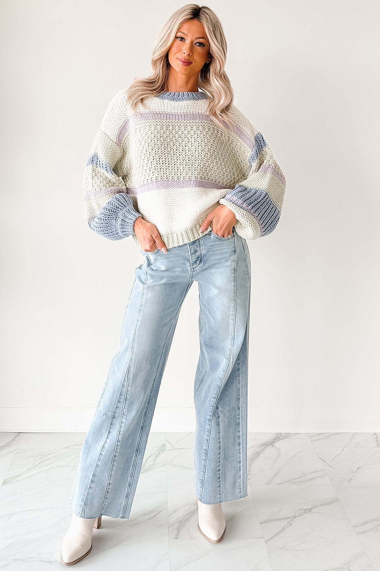 Glenn High Rise Wide Leg Jemina Denim Jeans (Light)