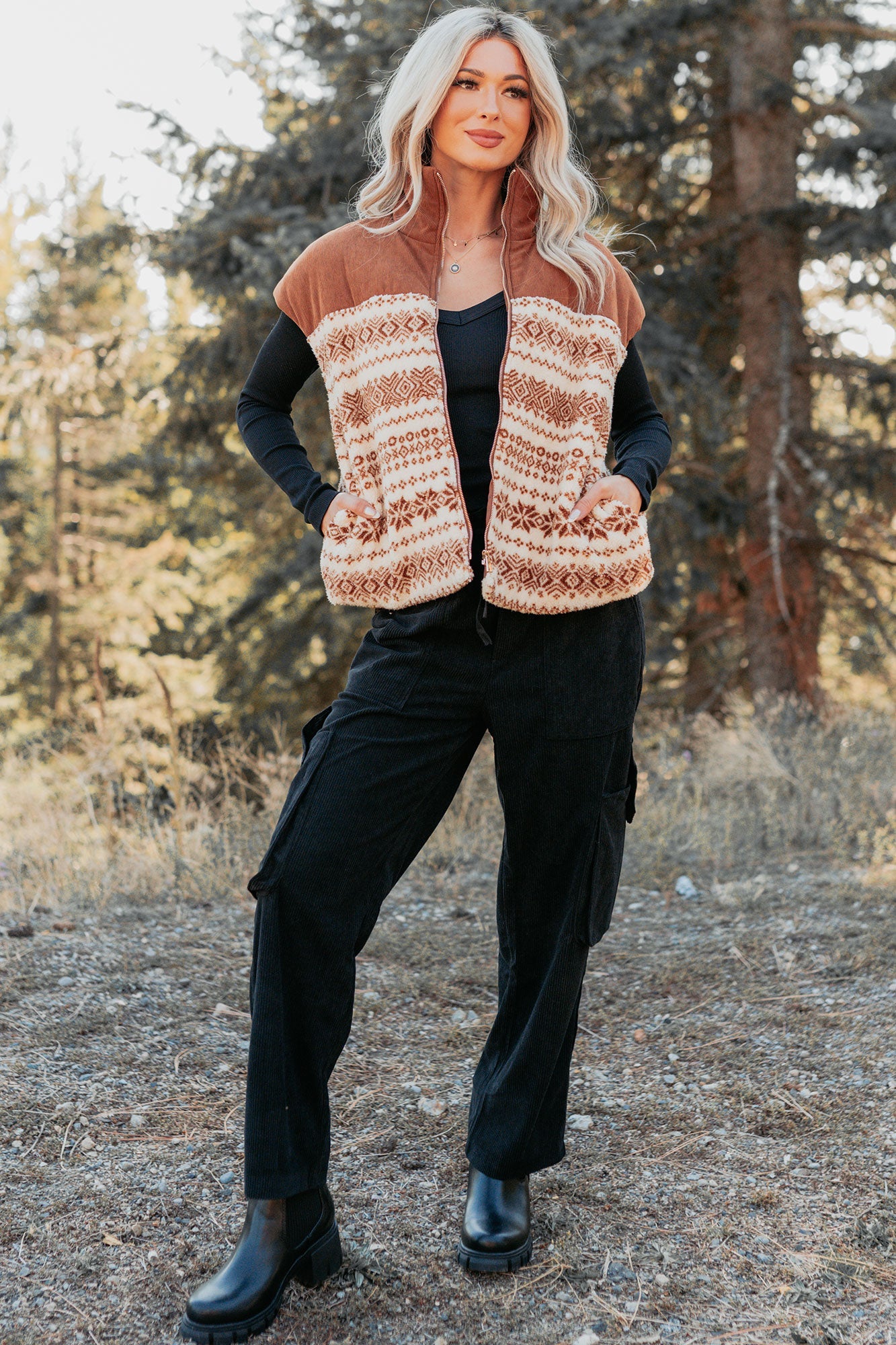 Ease & Flow Sherpa Corduroy Vest (Copper Mix)