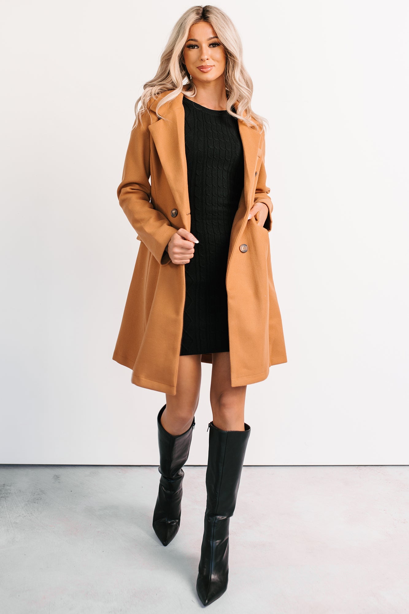 Downtown Drift Button Up Lightweight Coat (Camel)