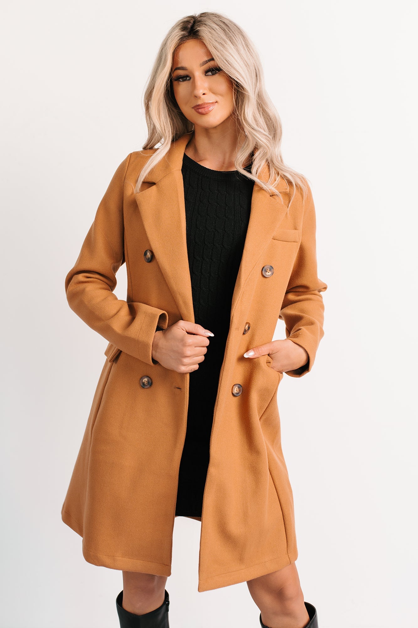 Downtown Drift Button Up Lightweight Coat (Camel)