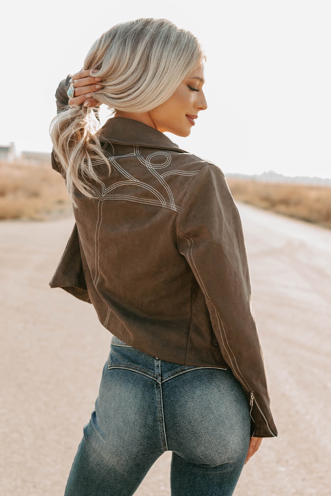 Exploring More Faux Suede Zip-Up Jacket (Charcoal)