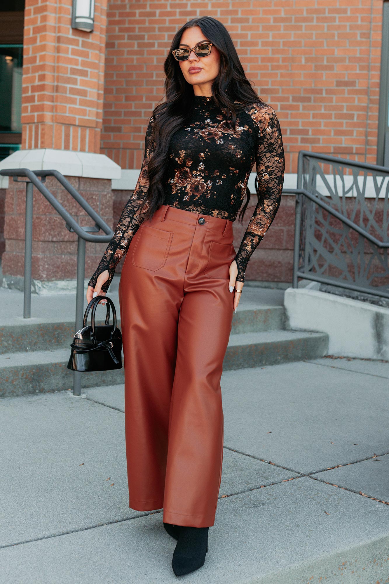 More Than Usual Wide-Leg Faux Leather Pant (Camel)