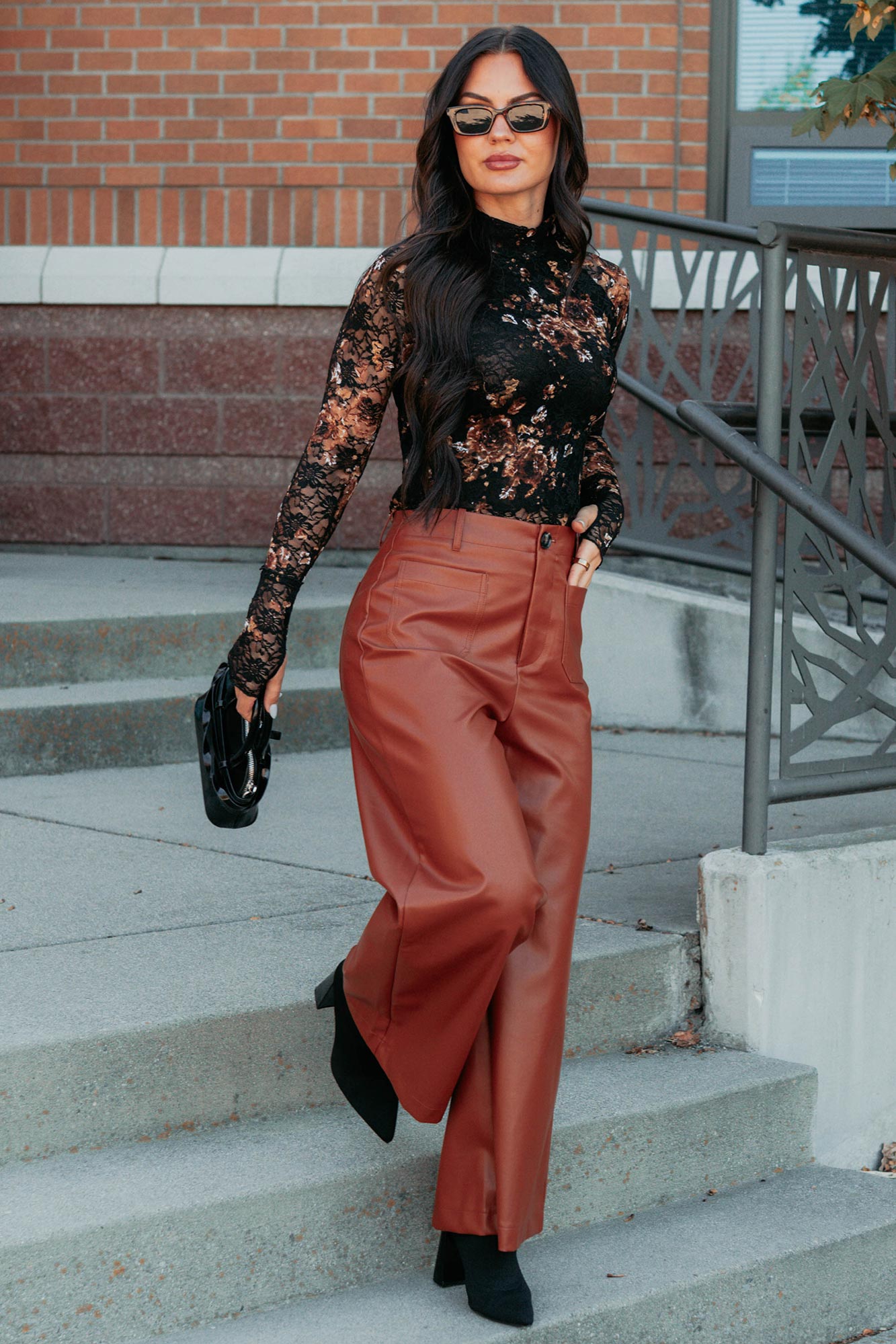 More Than Usual Wide-Leg Faux Leather Pant (Camel)