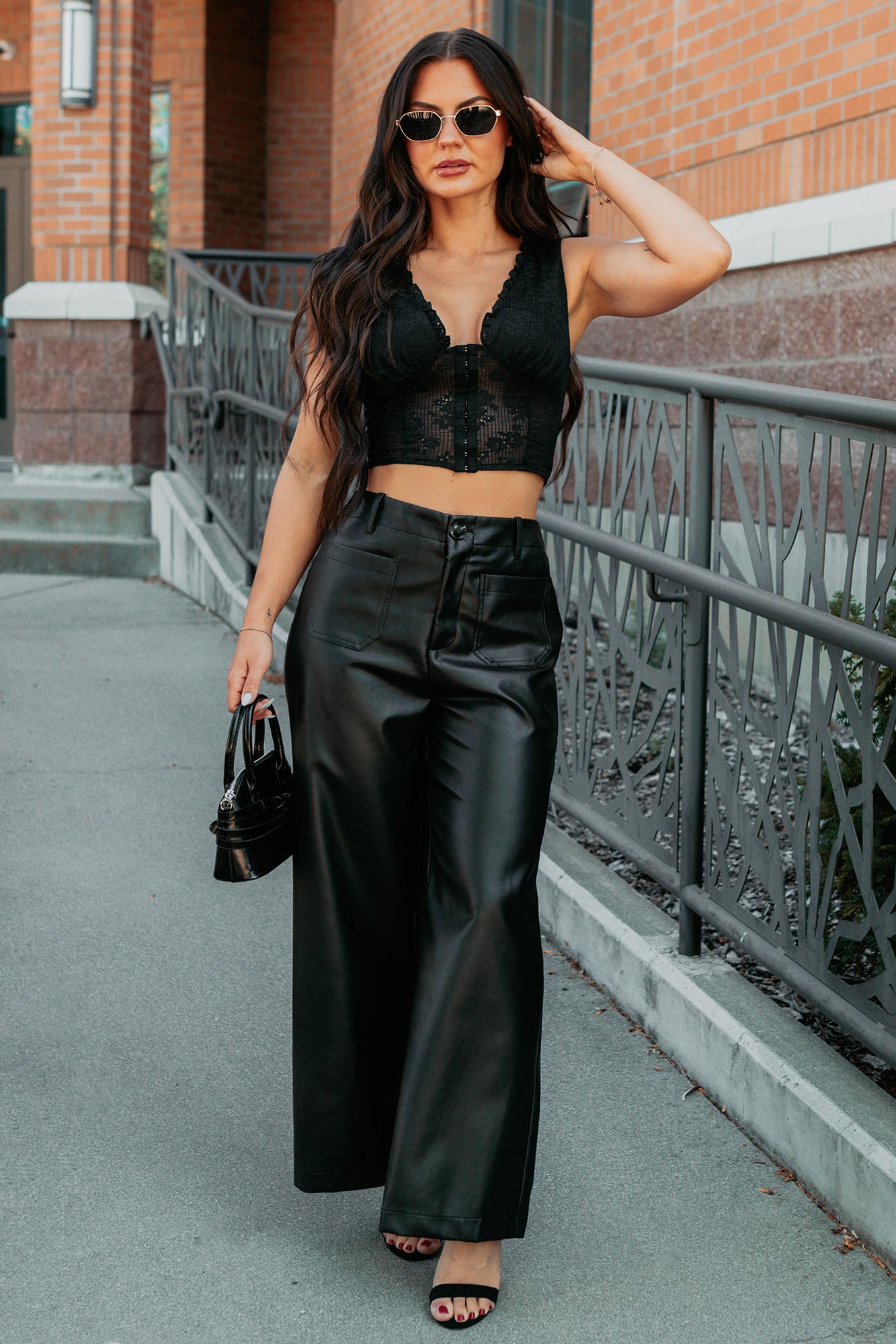 More Than Usual Wide-Leg Faux Leather Pant (Black)