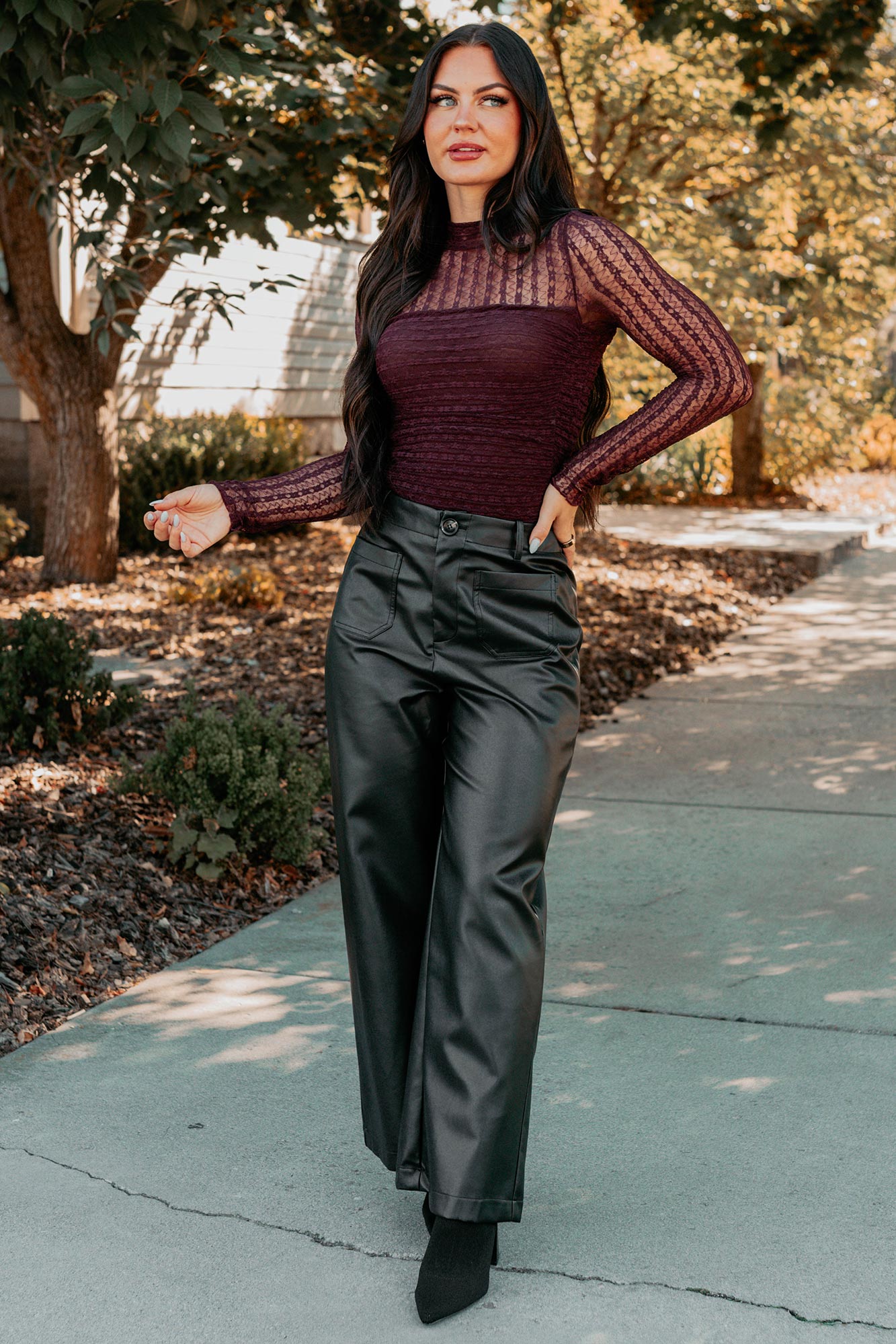 More Than Usual Wide-Leg Faux Leather Pant (Black)