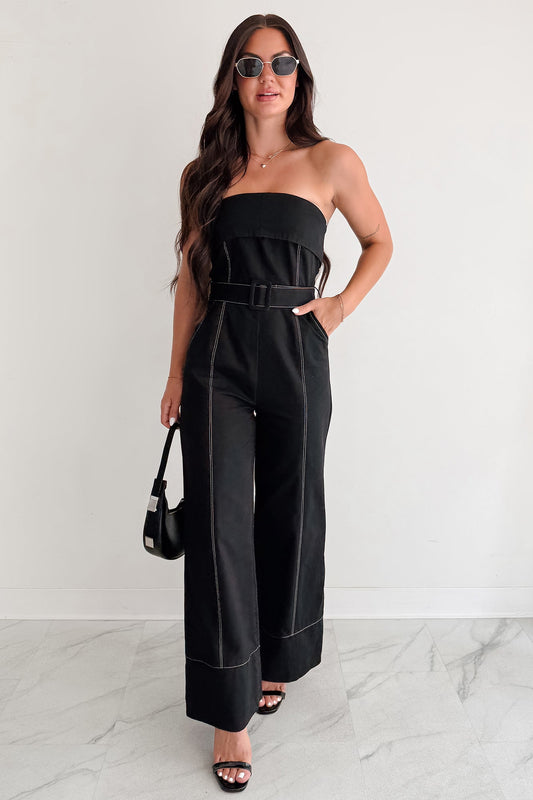 Taste Maker Strapless Wide Leg Jumpsuit (Black)