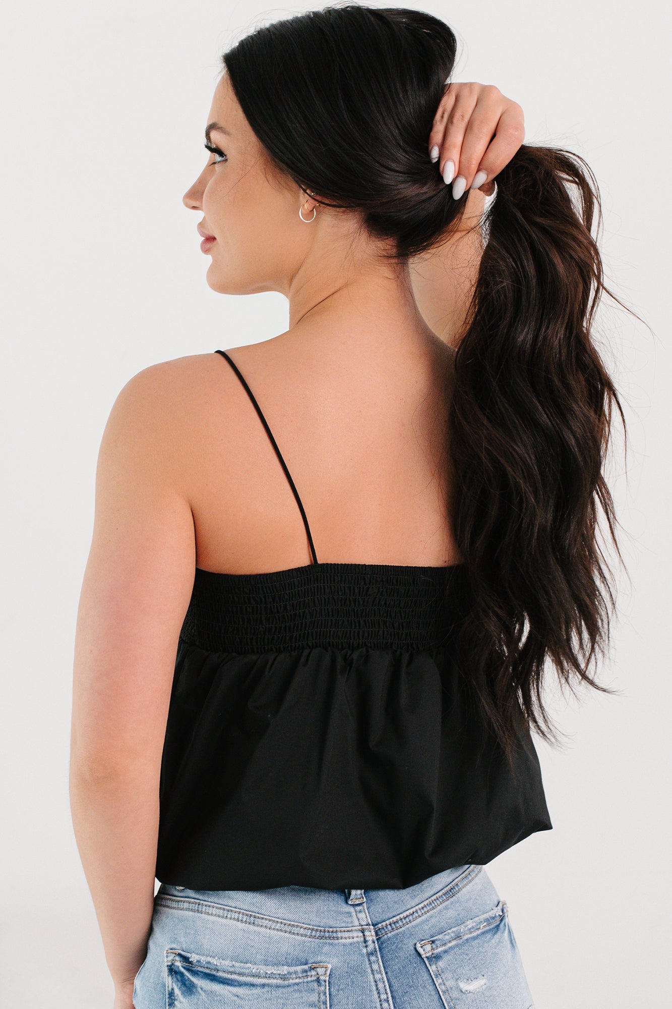 Tangled In You Crochet Bubble Tank (Black)