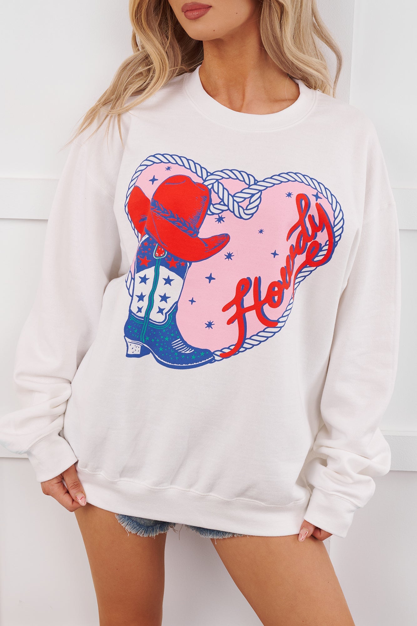 Howdy Romance Graphic Sweatshirt (White)