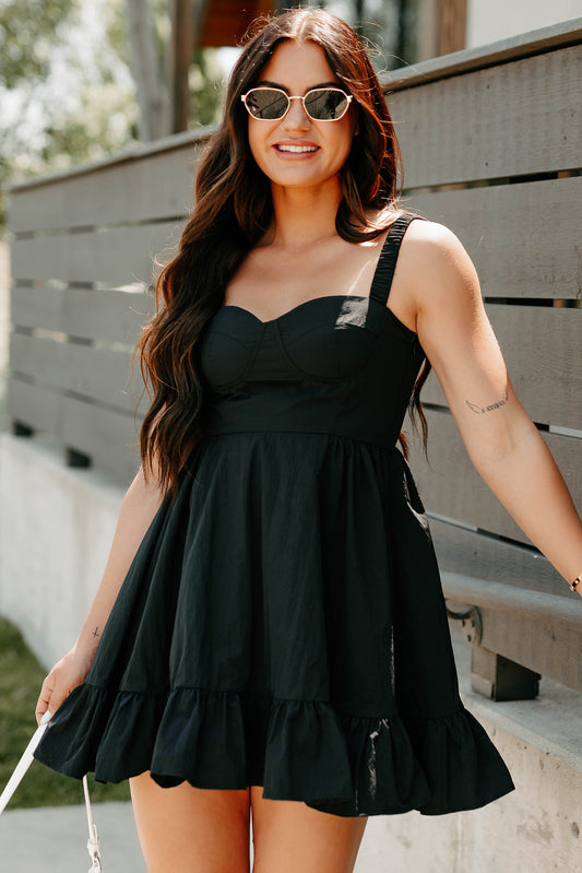 Dahlia Dreams Sleeveless Mini Dress (Black)