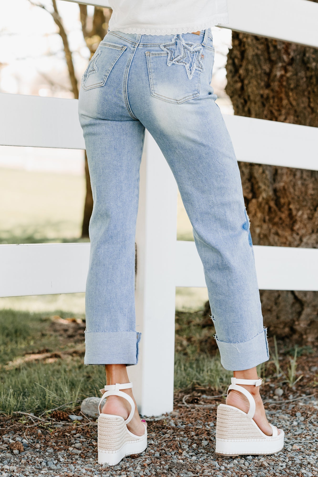 Freya Star & Heart Patch Saige Denim Jeans (Light)