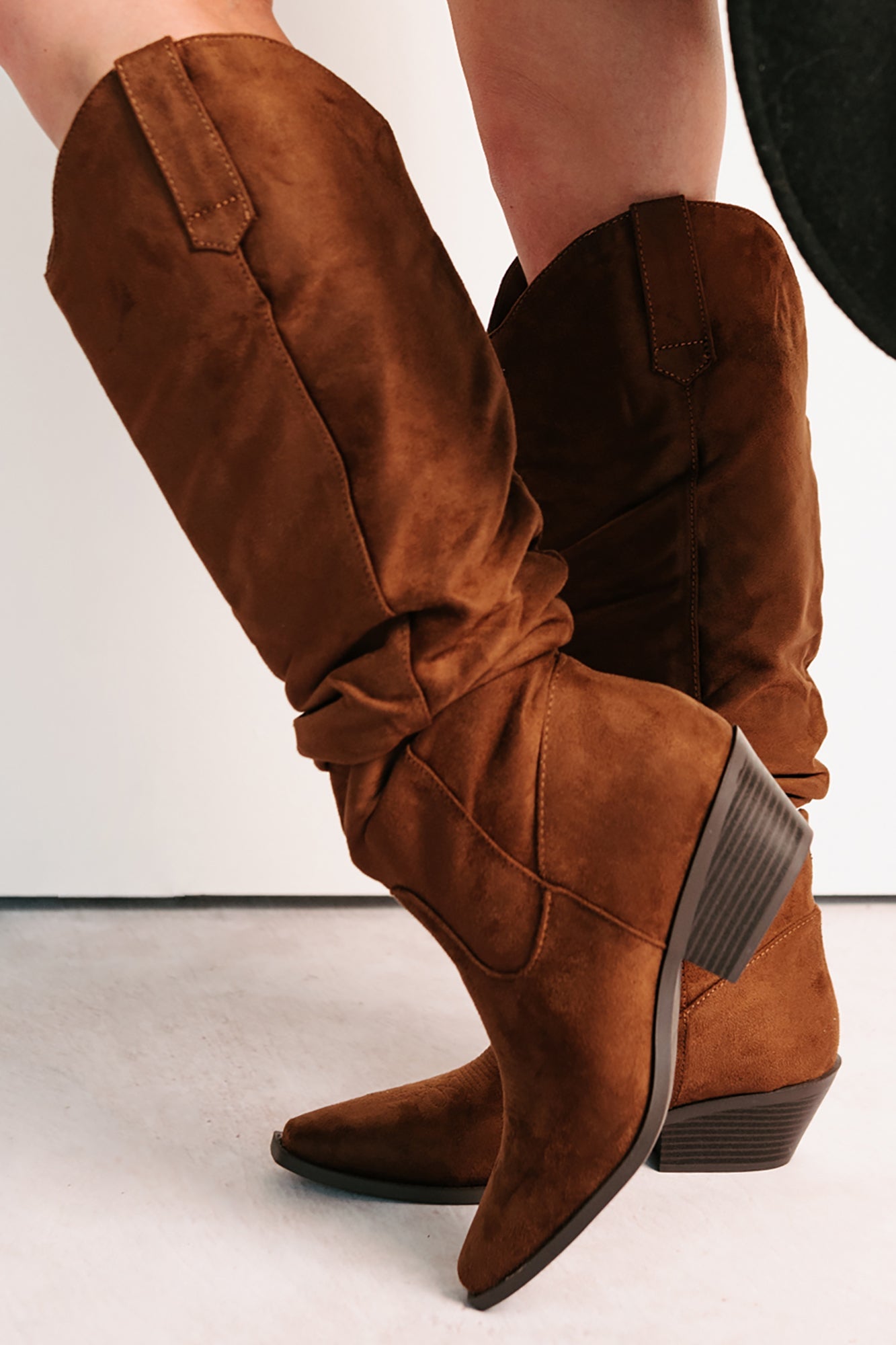Stomp & Strut Faux Suede Slouch Boots (Chocolate)