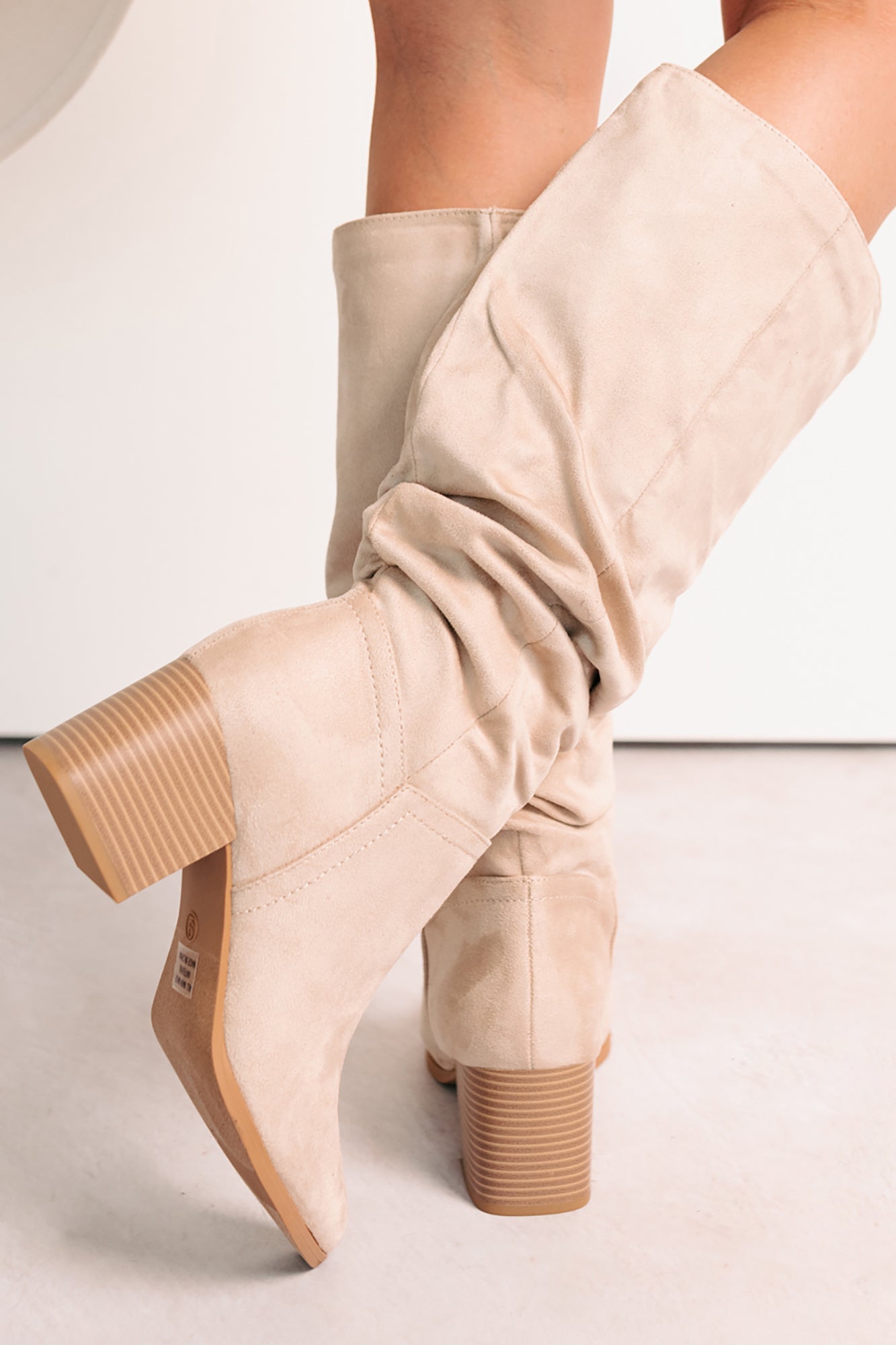 Bare & Bold Chunky Heel Faux Suede Boots (Clay)