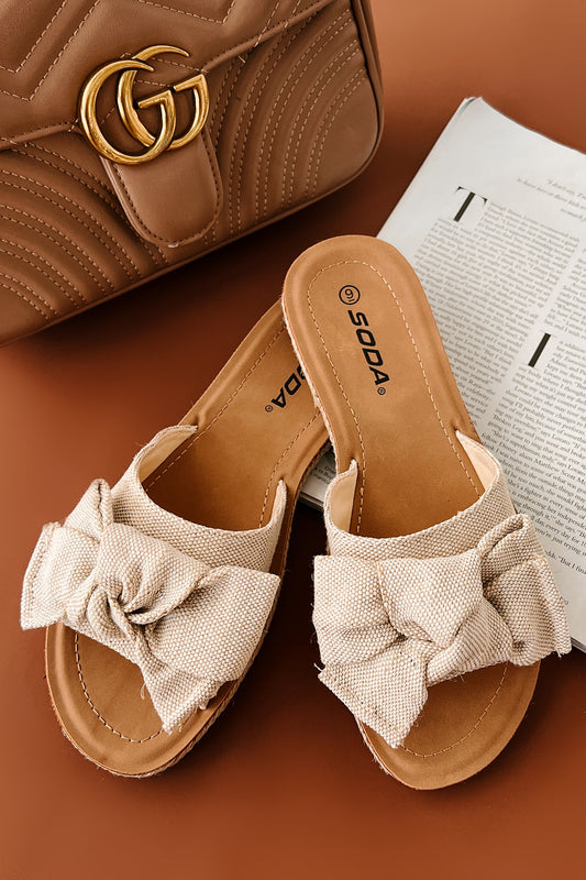 Radiate Purpose Bow Strap Sandals (Beige)