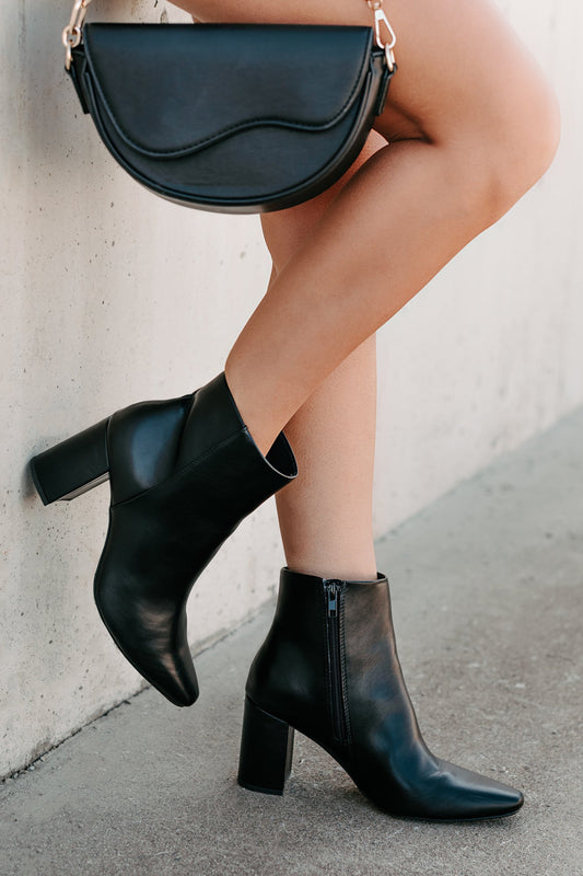 Polished Path Block Heel Ankle Boots (Black)
